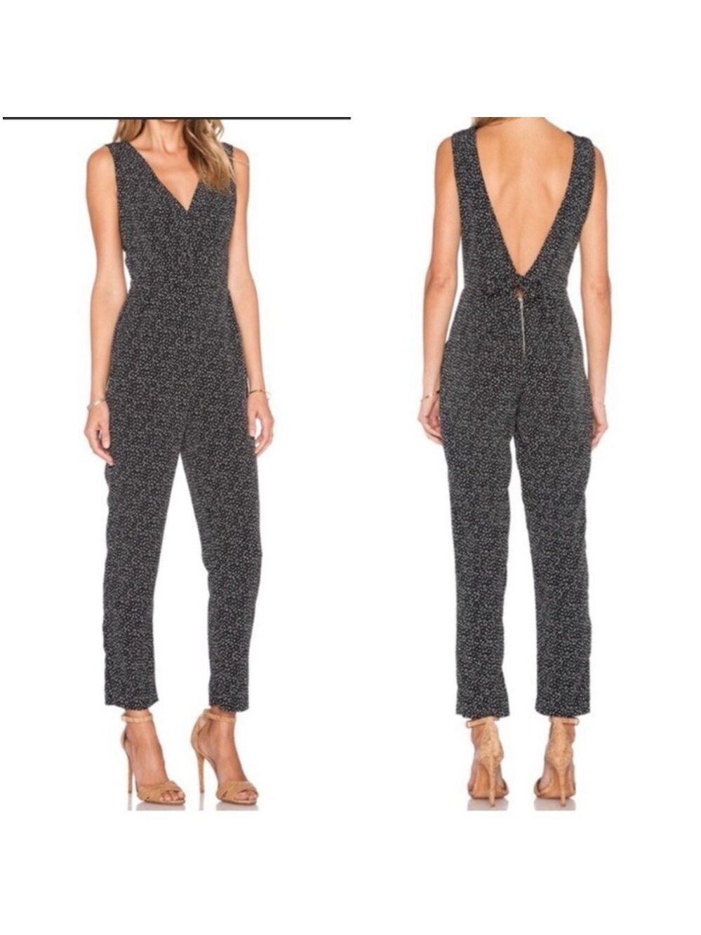 Sam Edelman Black And White Polka Dot Jumpsuit with Pockets Size 6